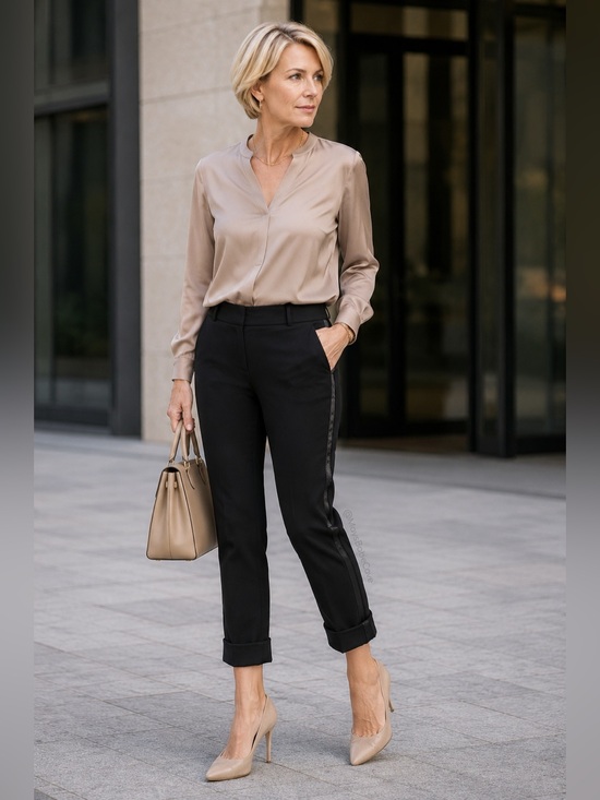 Diane Von Furstenberg Pants - Diane Von Furstenberg Classic Black Wool and Side Ribbon Cropped Ankle Pants